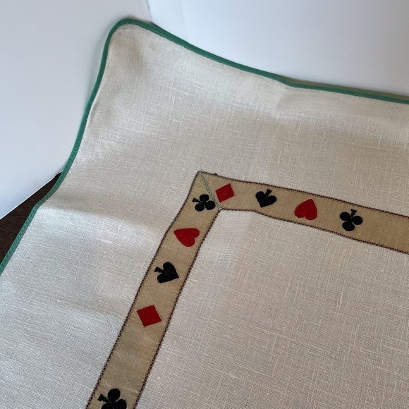 Vintage Card Themed Linen Tablecloth for a Card-Table - Picture 3 of 15